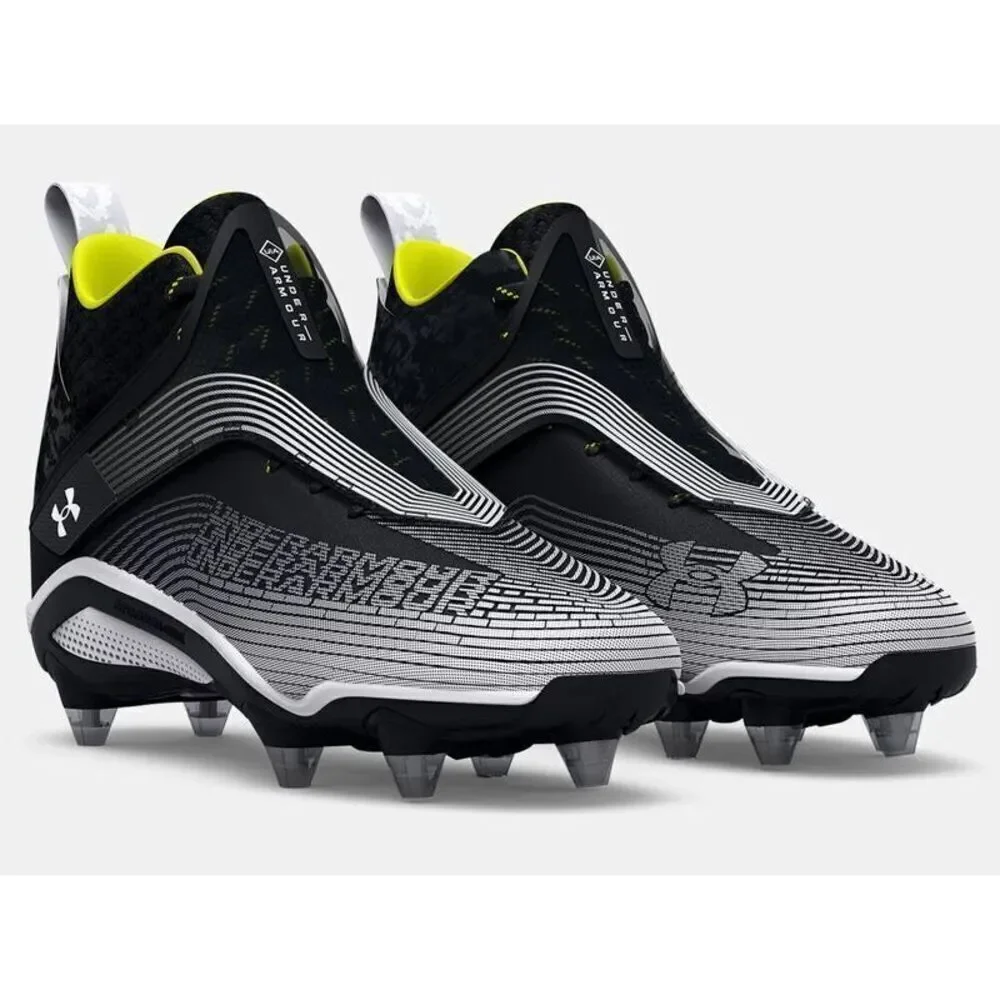 Under Armour Men's Size 13 Highlight Hammer MC Football Cleats Black Neon Yellow